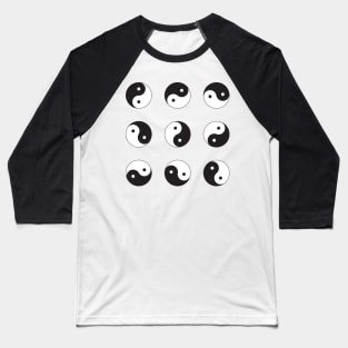 Rotating Yin and Yang symbol pattern Baseball T-Shirt